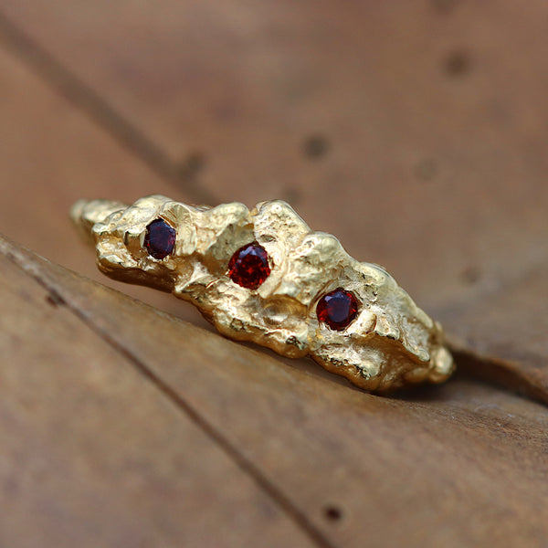 Plethora Gold Plated Ring With Mozambique Garnets