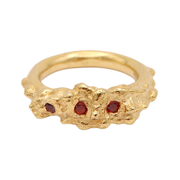 Plethora Gold Plated Ring With Mozambique Garnets