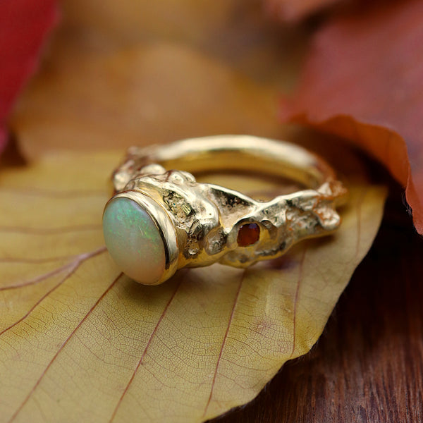 Plethora Ethiopian Opal And Garnet Ring