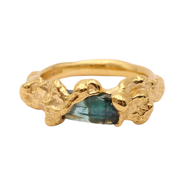 Plethora Gold Plated Ring With Green Kyanite