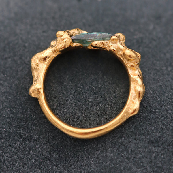 Plethora Gold Plated Ring With Green Kyanite