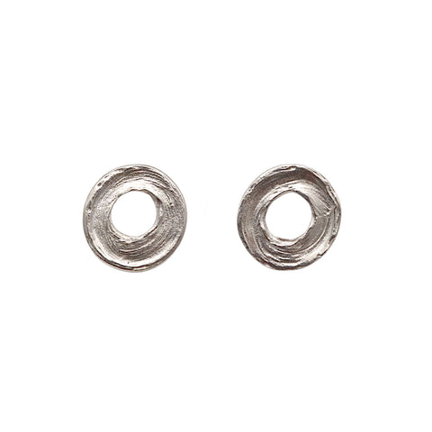 Small Silver Circle Brushstroke Earrings