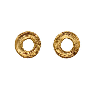 Small Golden Circle Brushstroke Earrings