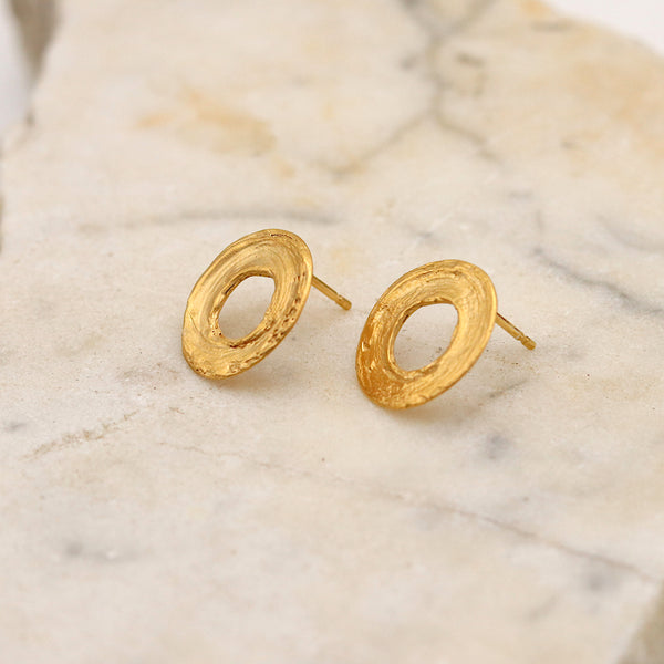 Small Golden Circle Brushstroke Earrings