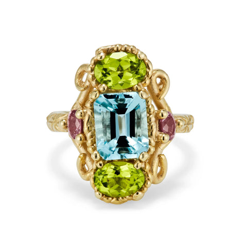 Blue And Green Totem Ring