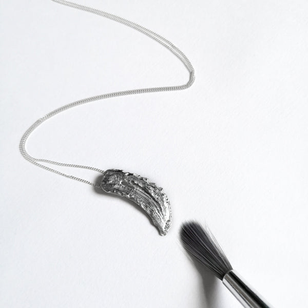 Silver Vertical Brushstroke Necklace