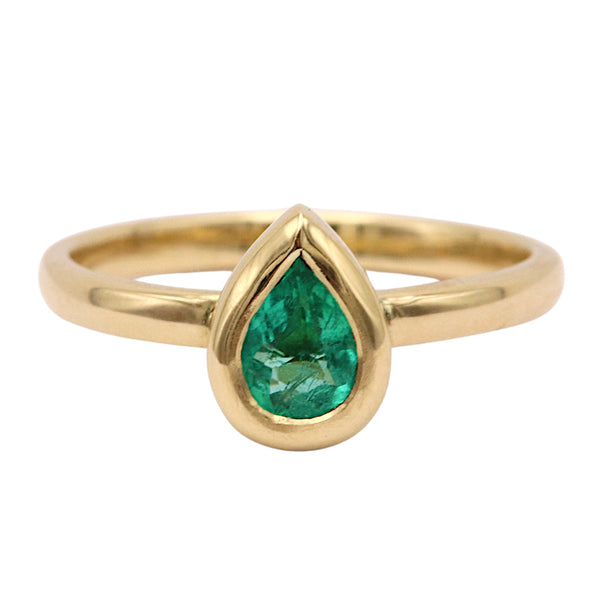 Pear Emerald Solitaire Ring