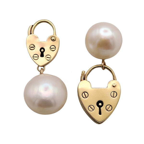 Keepsake Padlock And Pearl Drop Earrings