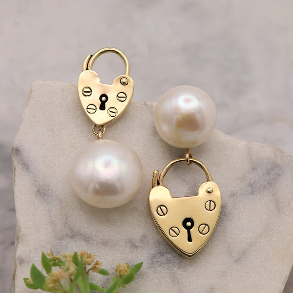 Keepsake Padlock And Pearl Drop Earrings