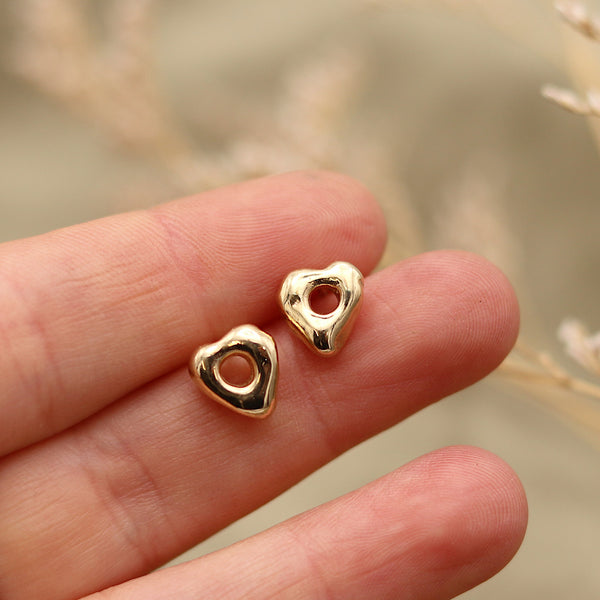 Molten Gold Heart Blob Studs