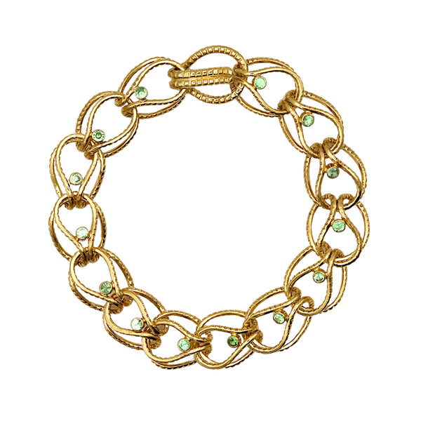 Gold Serpentine Chain Bracelet With Tzavorite