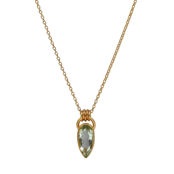 Gold Komorebi Green Quartz Pendant