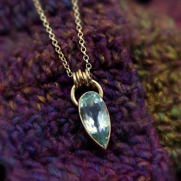 Gold Komorebi Green Quartz Pendant