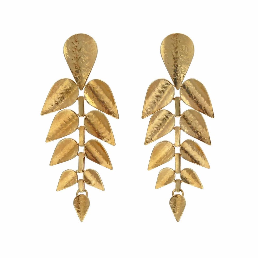 Gold Komorebi Leaf Branch Earrings