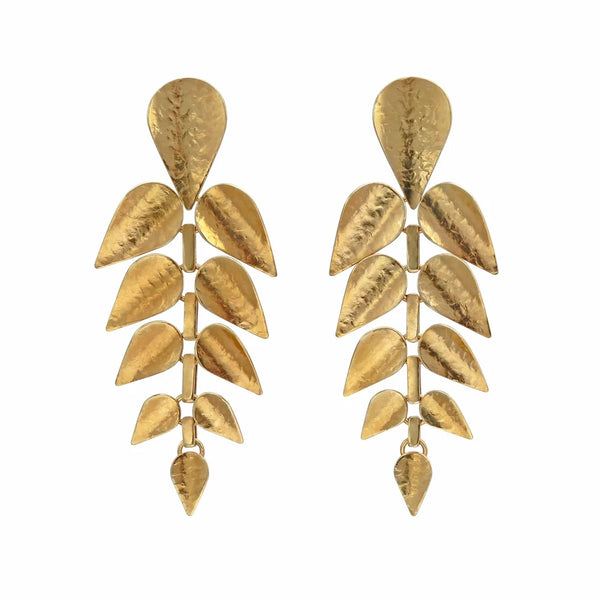 Gold Komorebi Leaf Branch Earrings