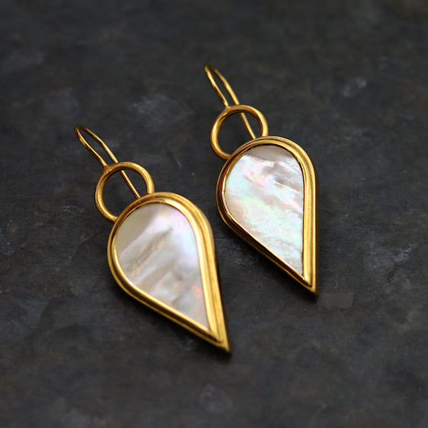 Gold Komorebi Mother of Pearl Leaf Earrings