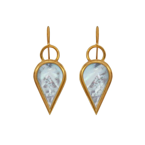 Gold Komorebi Mother of Pearl Leaf Earrings