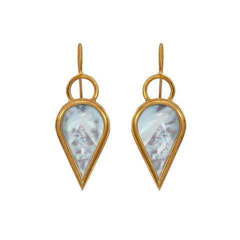 Gold Komorebi Mother of Pearl Leaf Earrings