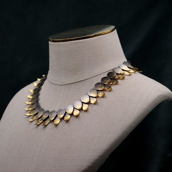 Gold And Oxidised Silver Komorebi Petal Collar