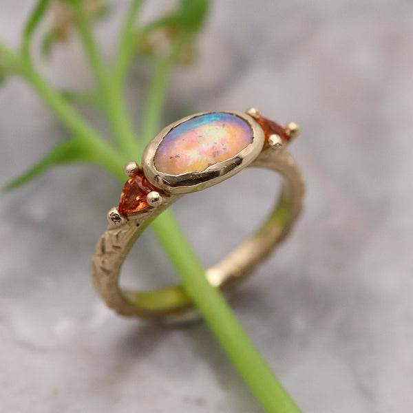 Opal And Orange Sapphire Trilogy Ring