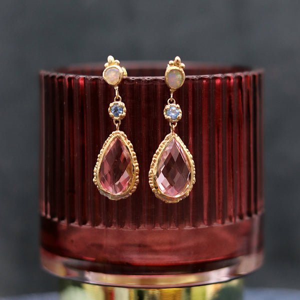 Morganite Pear Drop Earrings