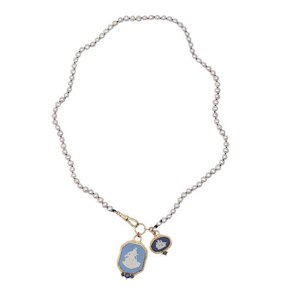 Nautical Cameo Pearl Strand Necklace