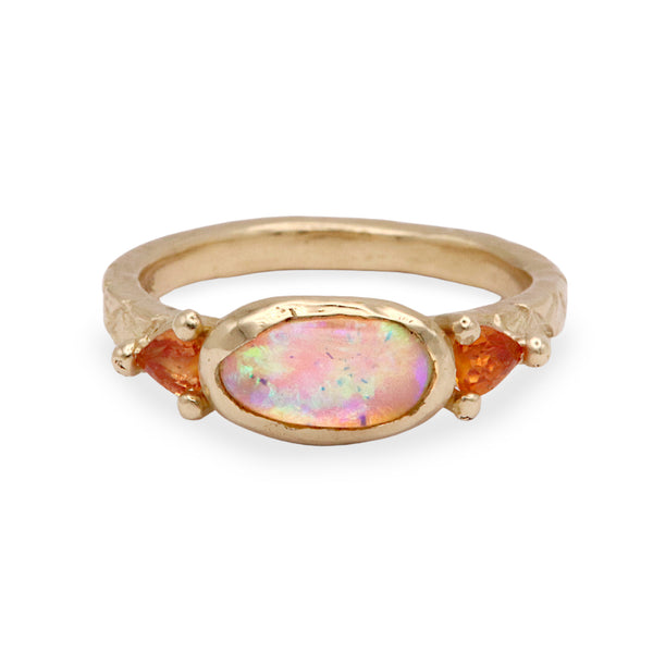 Opal And Orange Sapphire Trilogy Ring
