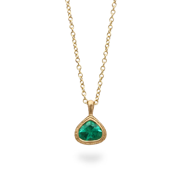 Etched Gold Emerald Pendant