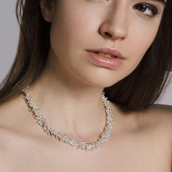 Double Molecule Statement Silver Necklace