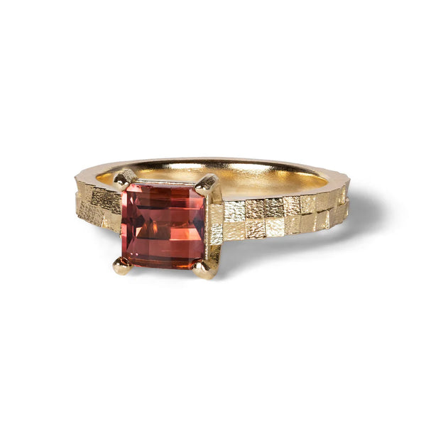 Double Square Pixel Cut Pink Tourmaline Ring