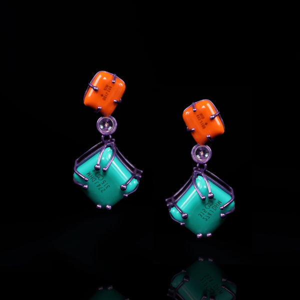 DUALITY Inflatable Purple Earrings by Xinyi Chen