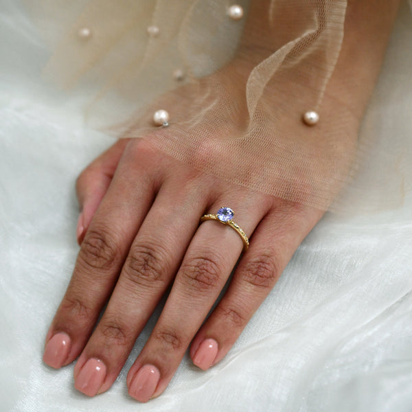 Blue Sapphire and Diamond Teardrop Ring
