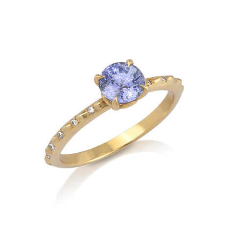 Blue Sapphire and Diamond Teardrop Ring