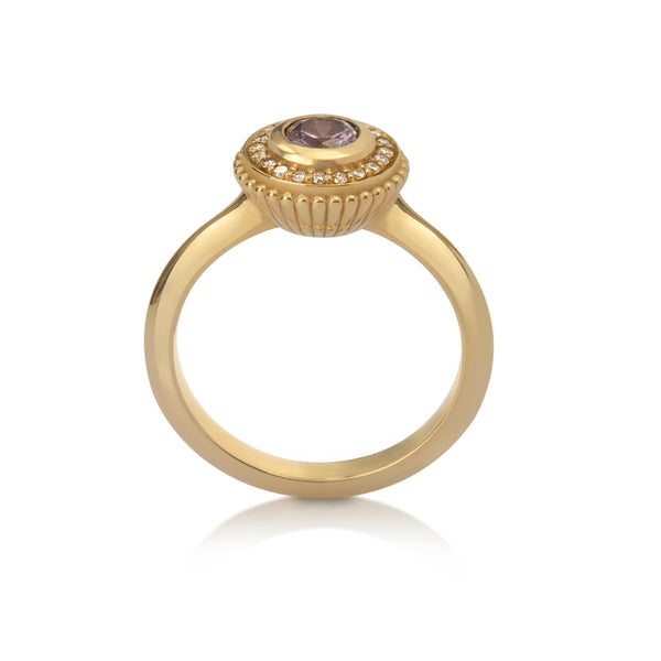 Purple Sapphire Dome Halo Ring