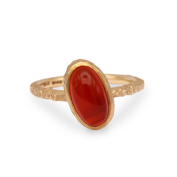 Asymmetric Oval Garnet 9ct Stacking Ring