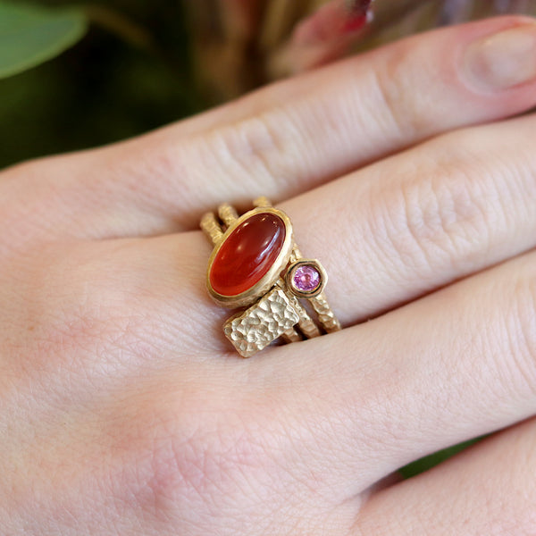 Asymmetric Oval Garnet 9ct Stacking Ring