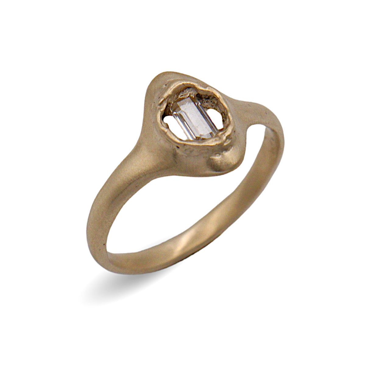 Baguette Sapphire Halo Ring