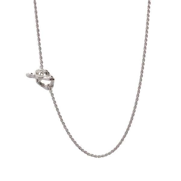 Silver Rope Chain Molten T Bar Necklace