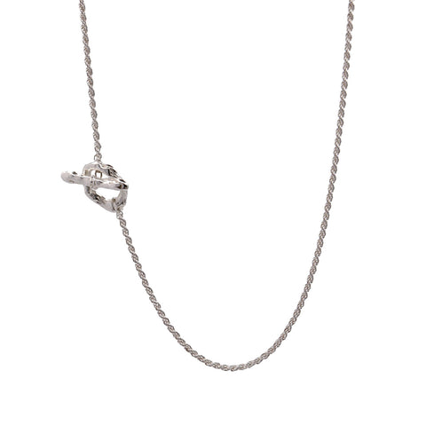 Silver Rope Chain Molten T Bar Necklace