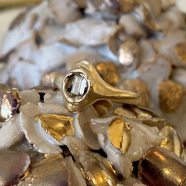 Baguette Sapphire Halo Ring