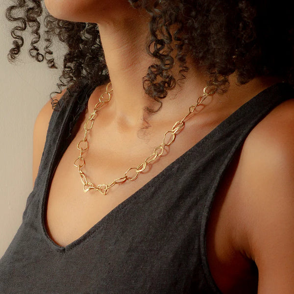 Gold Pebble Drawing Necklace