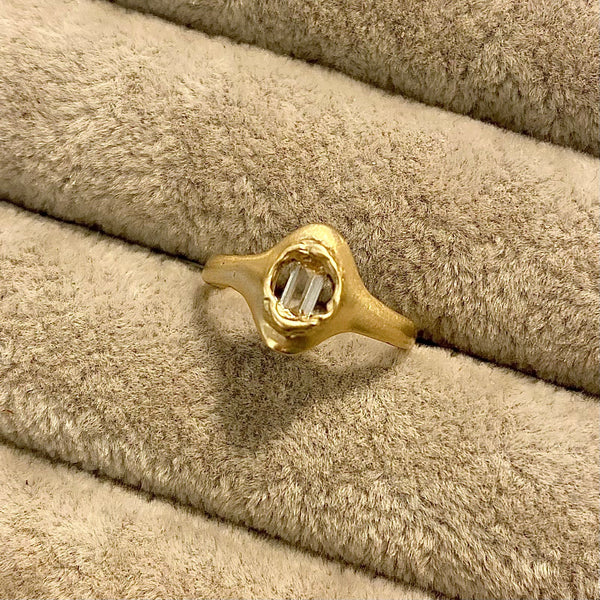 Baguette Sapphire Halo Ring