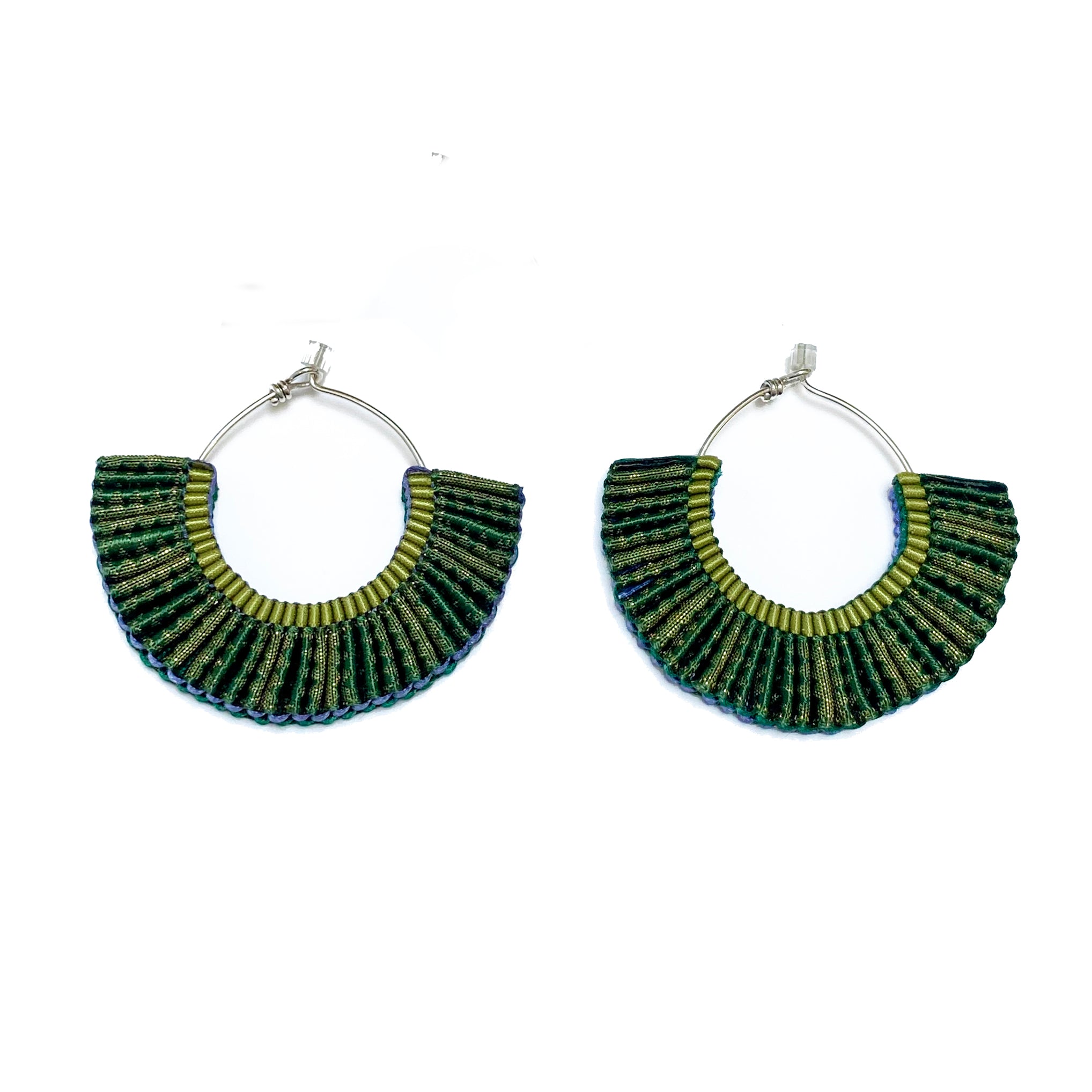 DUALITY Art Deco Ribbon Braided Fan Hoop Earrings by Emma Calvert