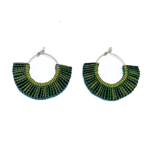 DUALITY Art Deco Ribbon Braided Fan Hoop Earrings by Emma Calvert