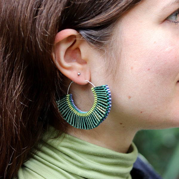 DUALITY Art Deco Ribbon Braided Fan Hoop Earrings by Emma Calvert