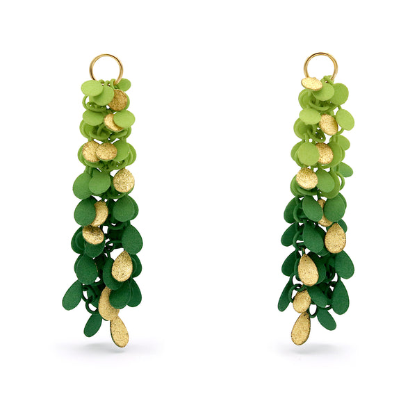 Green And Gold Medium Leaf Bundle Earrings