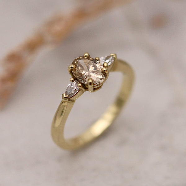 Sona Brown Oval Diamond Trilogy Ring