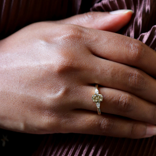 Sona Brown Oval Diamond Trilogy Ring