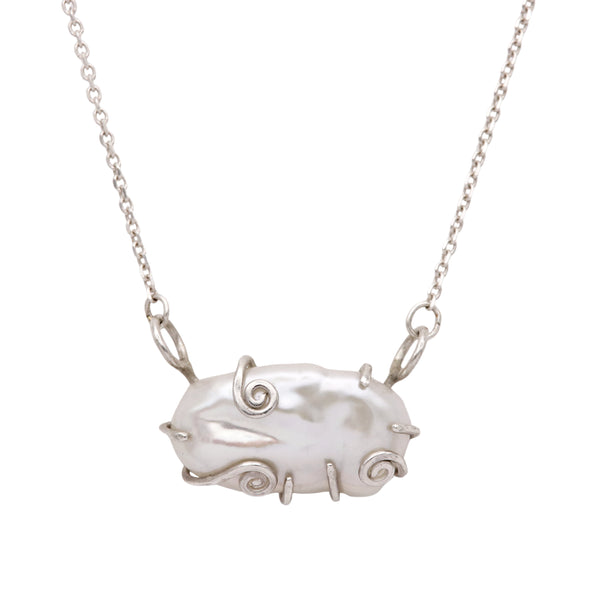 Keshi Pearl Pendant With Swirling Claws