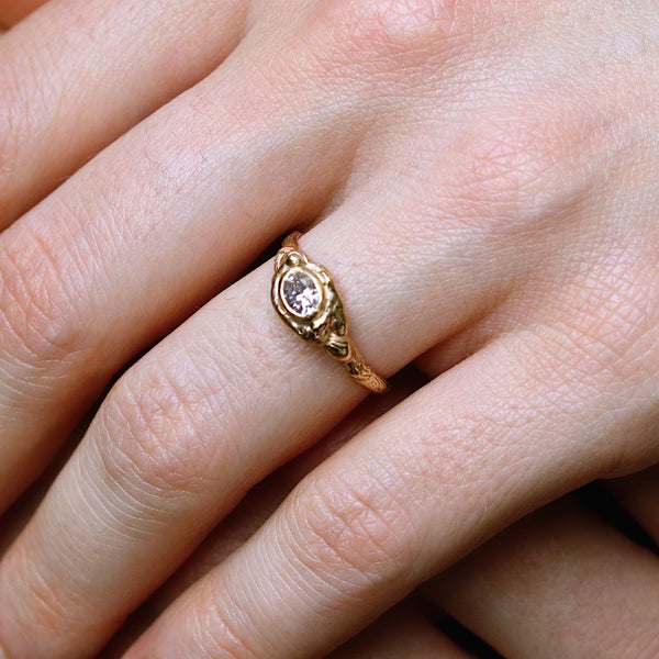 Brown Diamond Molten Carved Solitaire Ring